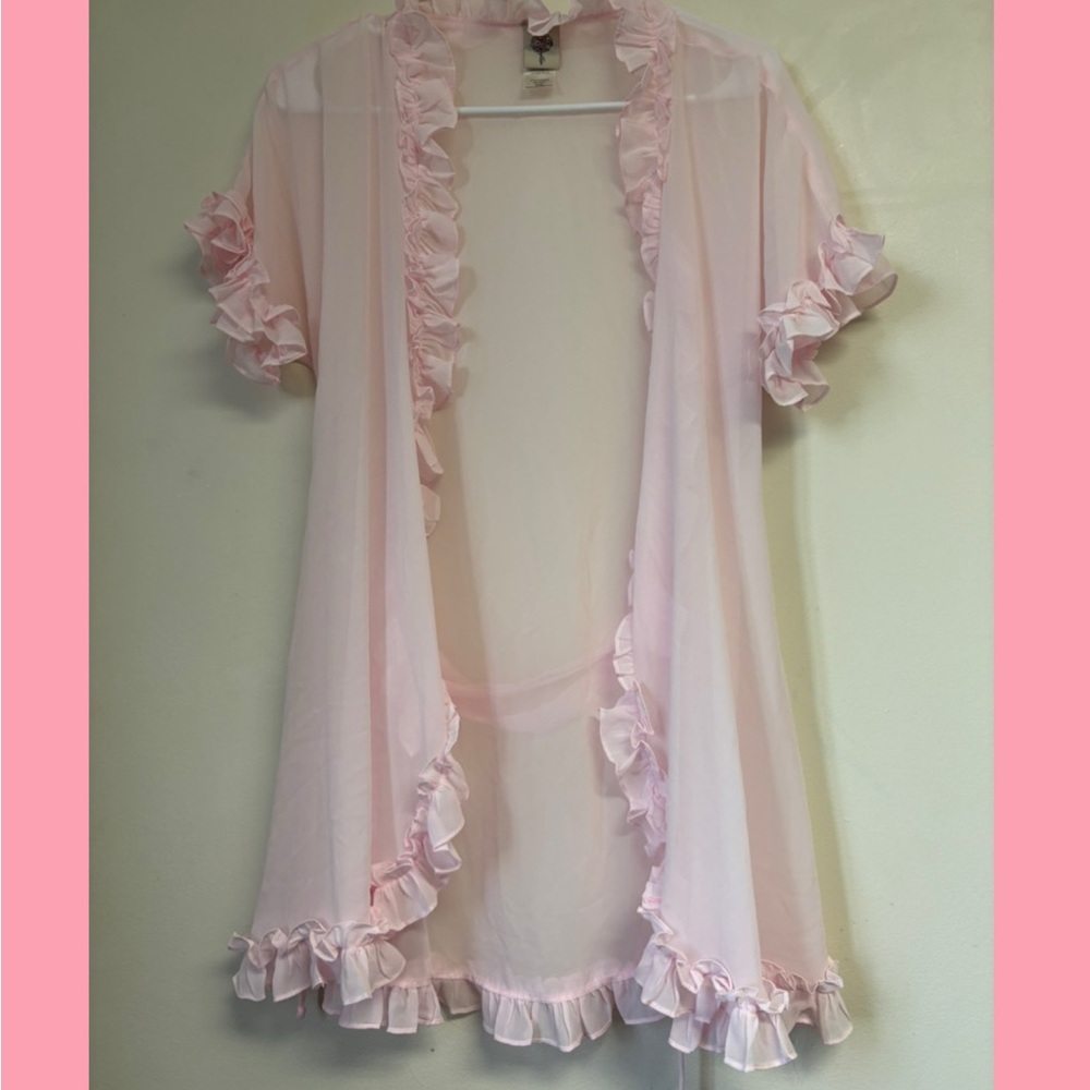 In Bloom - Adorable Sheer Pink Ruffle Robe